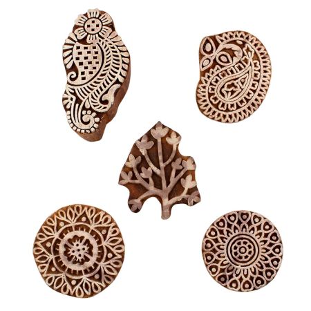 Set of 5 Piece New Mix Wooden Printing Blocks